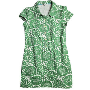 Boden Green Floral Button Front Dress Size: 8L